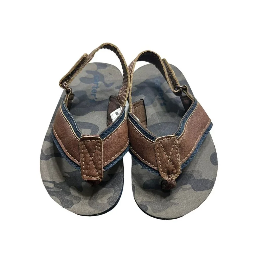 Carter's Sz 5 Brown Camouflage Flip Flops Sandals